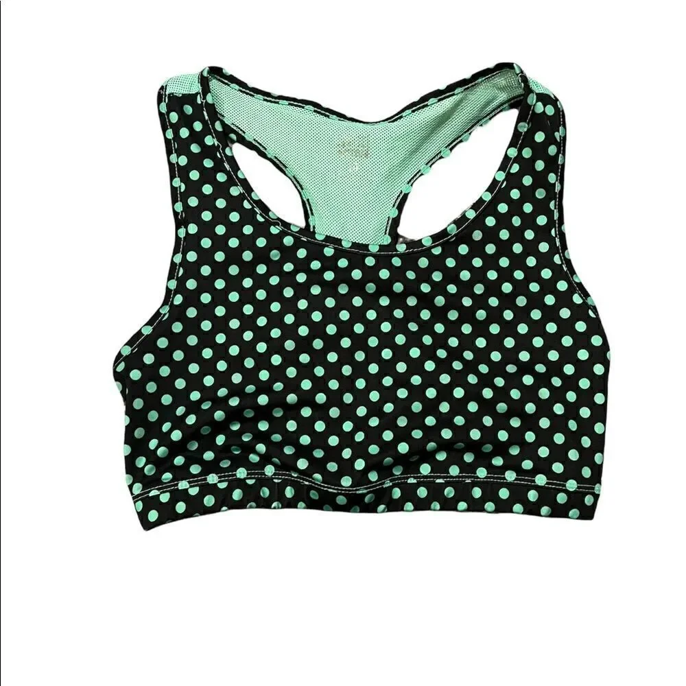 Justice active black /green dots  top sz 14